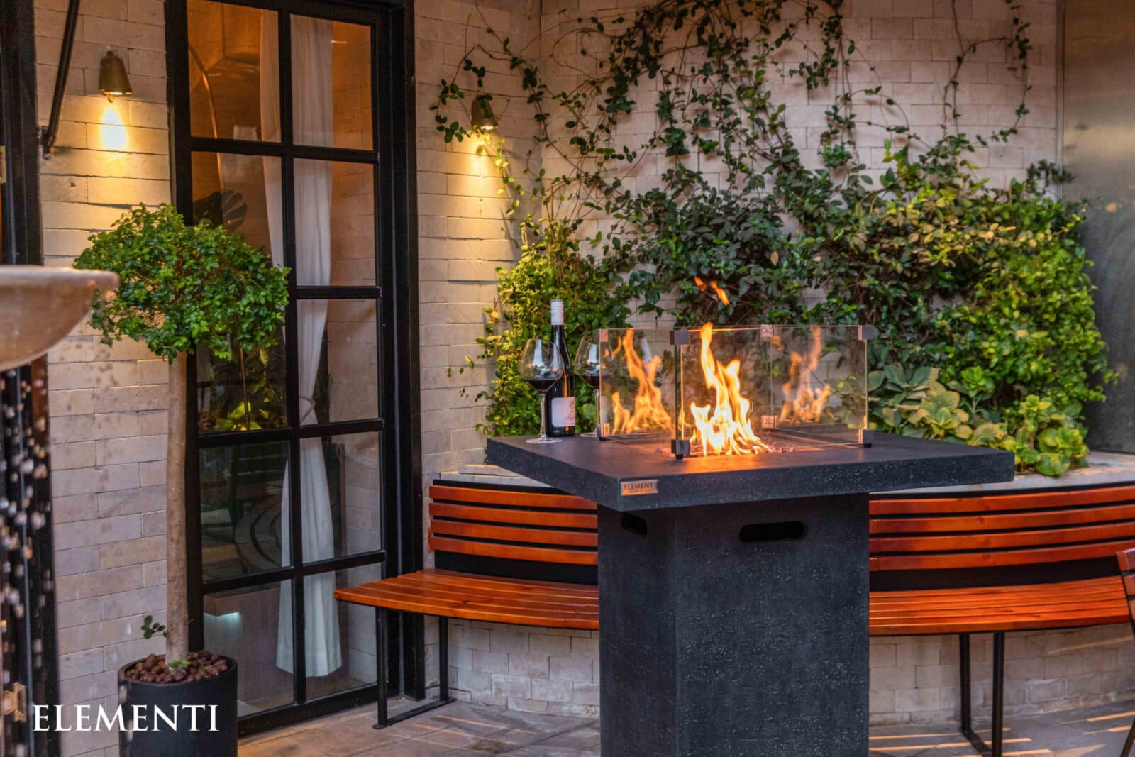 Gas- Feuerstelle Elementi Stehtisch Montreal, dunkelgrau