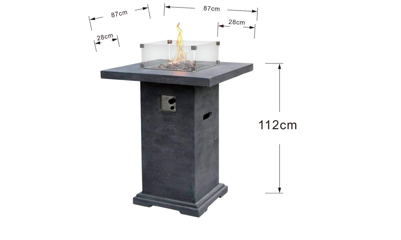 Gas- Feuerstelle Elementi Stehtisch Montreal, dunkelgrau