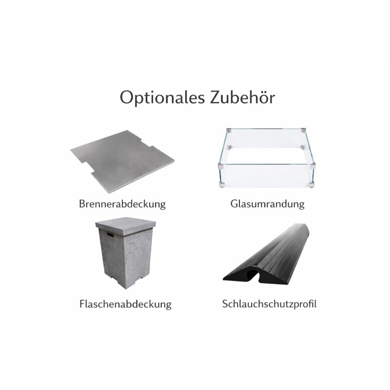 Loungetisch mit Gas Feuerstelle Elementi Manhattan, hellgrau