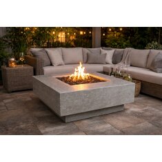 Loungetisch mit Gas Feuerstelle Elementi Manhattan, hellgrau