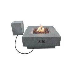 Loungetisch mit Gas Feuerstelle Elementi Manhattan, hellgrau