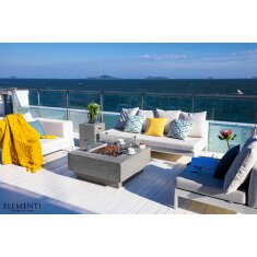 Loungetisch mit Gas Feuerstelle Elementi Manhattan, hellgrau