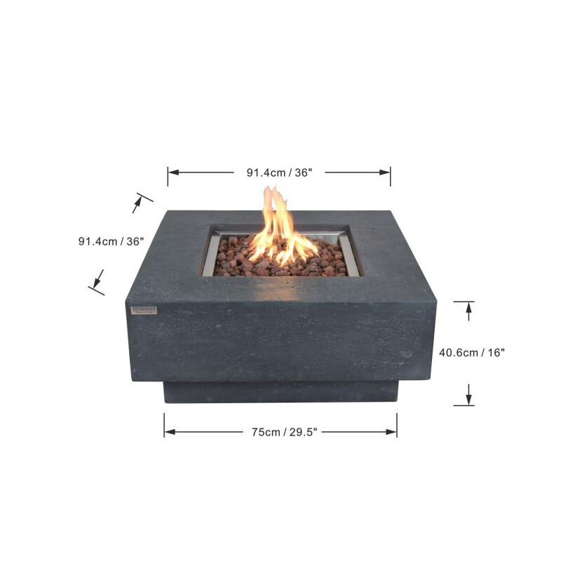 Loungetisch mit Gas Feuerstelle Elementi Manhattan, dunkelgrau