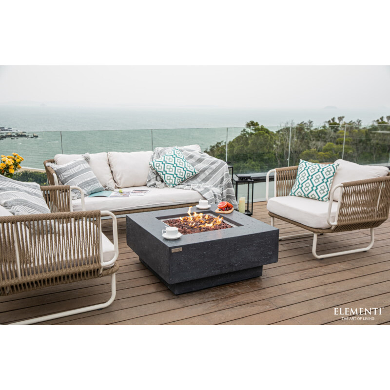 Loungetisch mit Gas Feuerstelle Elementi Manhattan, dunkelgrau