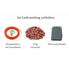 Loungetisch mit Gas Feuerstelle Elementi Manhattan, dunkelgrau