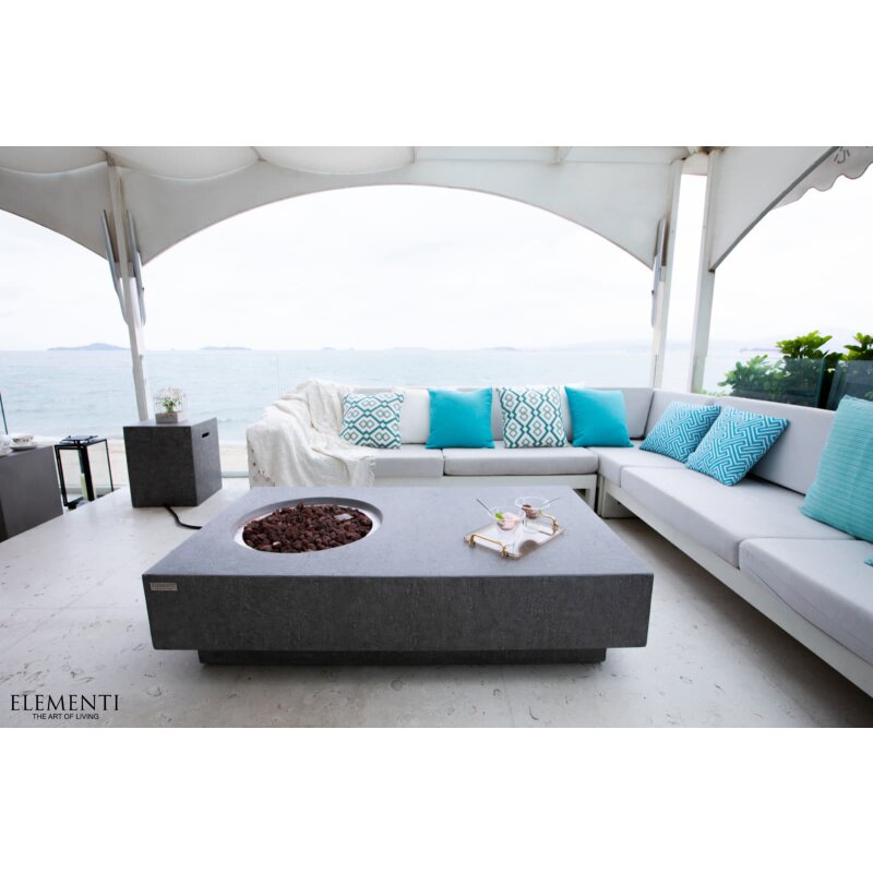 Loungetisch mit Gas Feuerstelle Elementi Metropolis, hellgrau