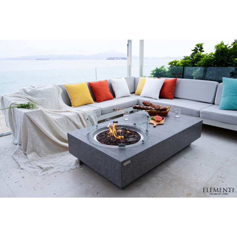 Loungetisch mit Gas Feuerstelle Elementi Metropolis, hellgrau