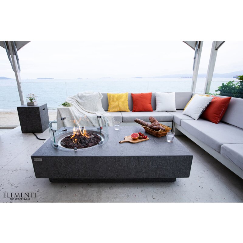 Loungetisch mit Gas Feuerstelle Elementi Metropolis, hellgrau