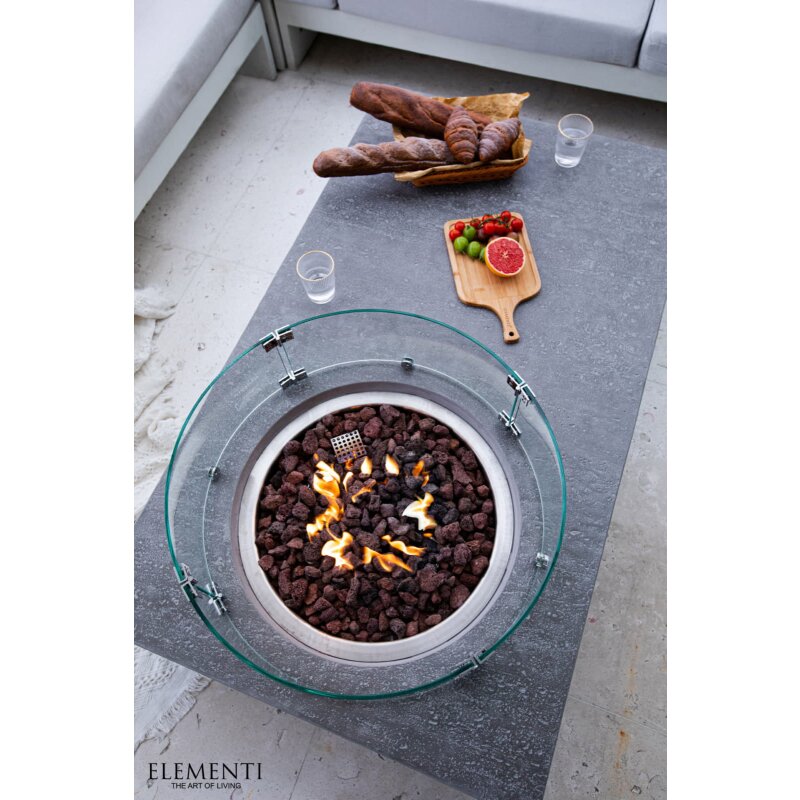 Loungetisch mit Gas Feuerstelle Elementi Metropolis, hellgrau