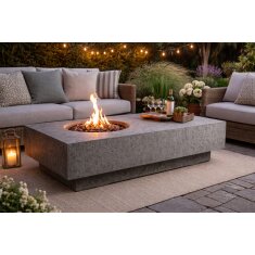 Loungetisch mit Gas Feuerstelle Elementi Metropolis, hellgrau