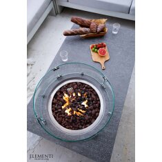 Loungetisch mit Gas Feuerstelle Elementi Metropolis, hellgrau