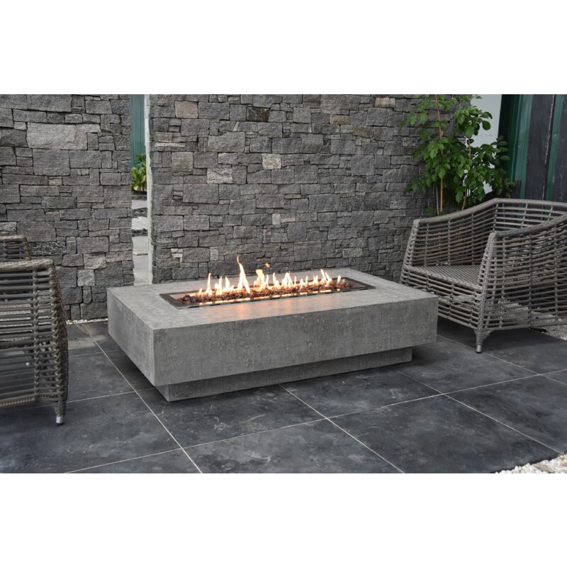 Loungetisch mit Gas Feuerstelle Elementi Hampton, hellgrau