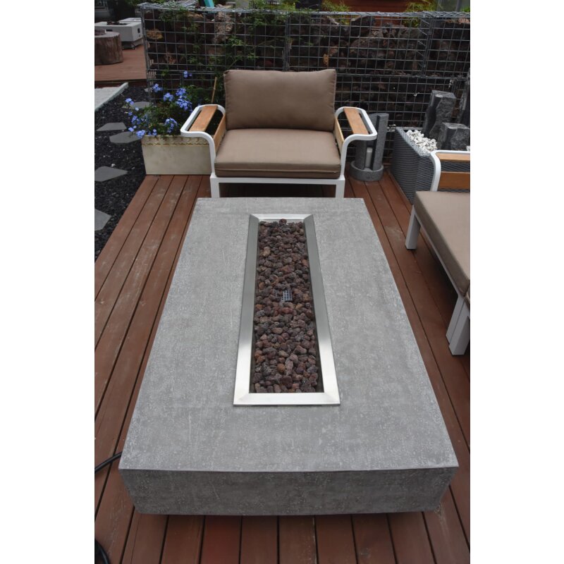 Loungetisch mit Gas Feuerstelle Elementi Hampton, hellgrau