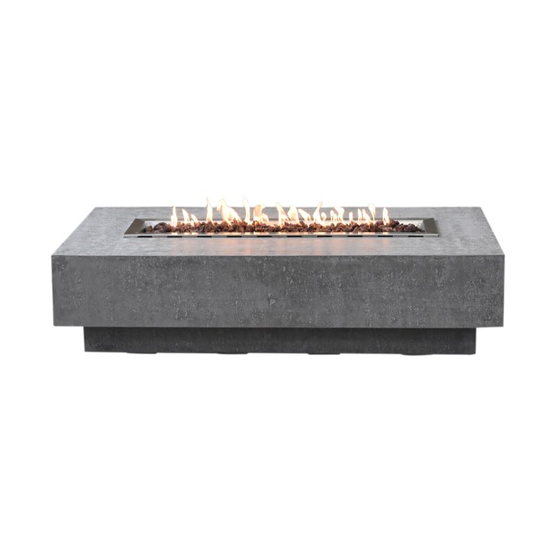 Loungetisch mit Gas Feuerstelle Elementi Hampton, hellgrau