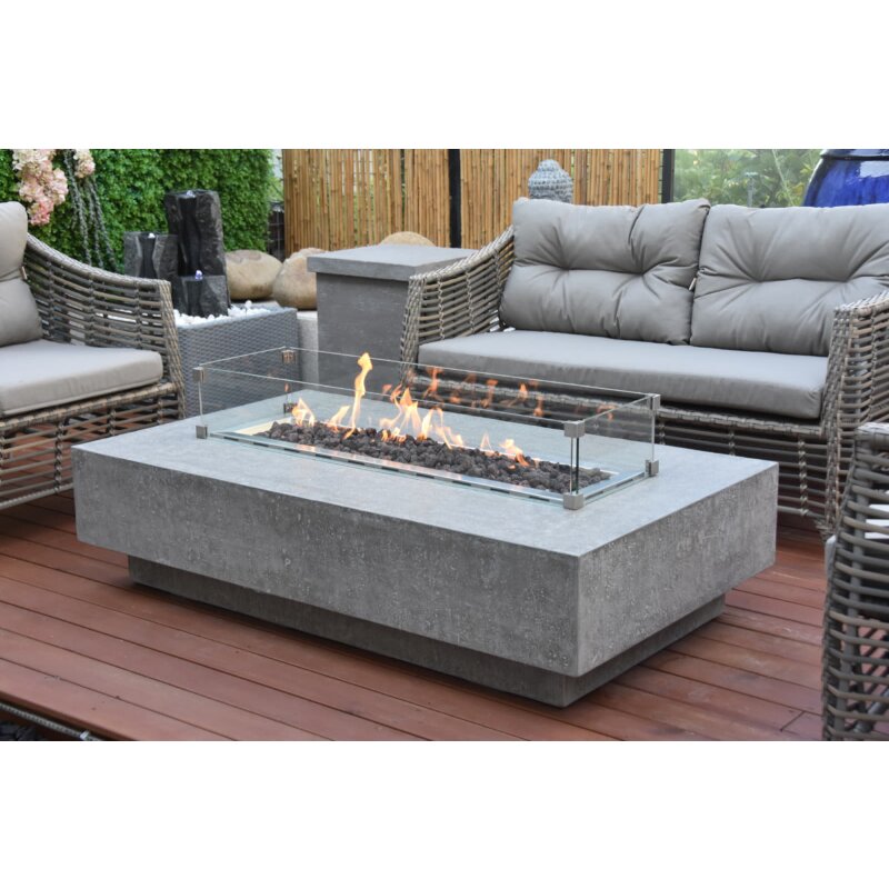 Loungetisch mit Gas Feuerstelle Elementi Hampton, hellgrau