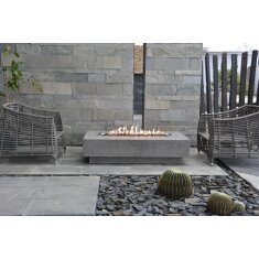 Loungetisch mit Gas Feuerstelle Elementi Hampton, hellgrau