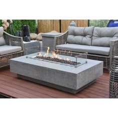 Loungetisch mit Gas Feuerstelle Elementi Hampton, hellgrau