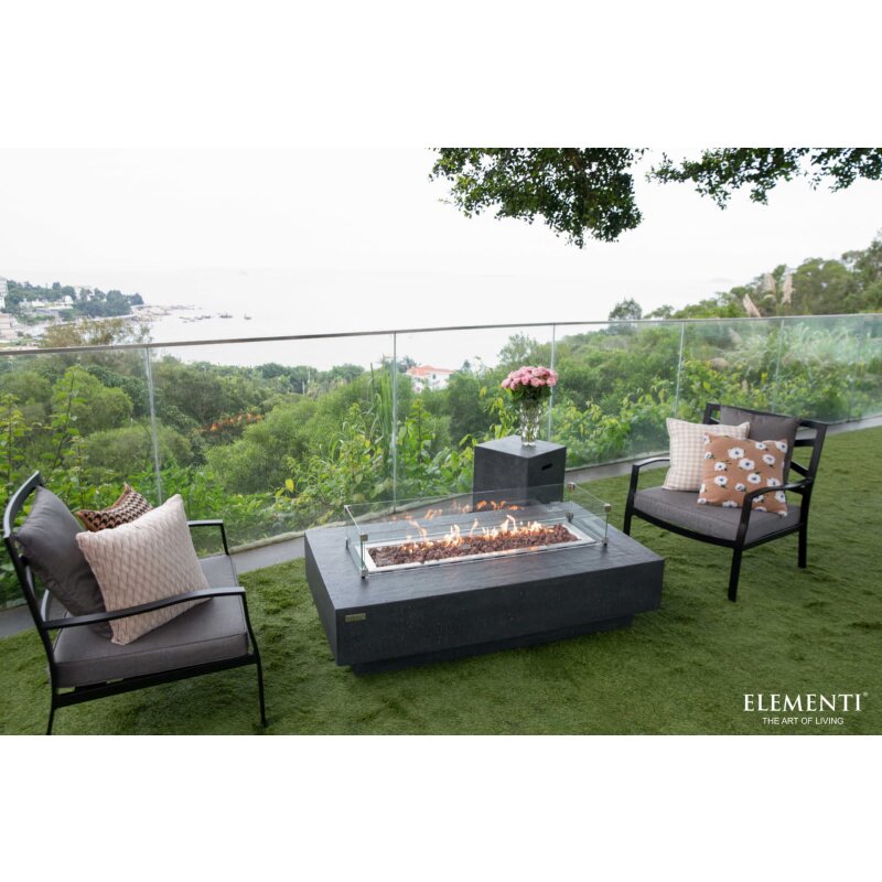 Loungetisch mit Gas Feuerstelle Elementi Hampton, dunkelgrau