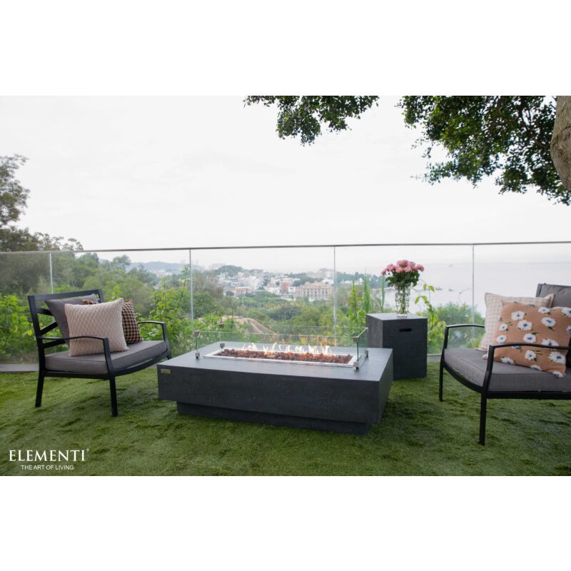 Loungetisch mit Gas Feuerstelle Elementi Hampton, dunkelgrau
