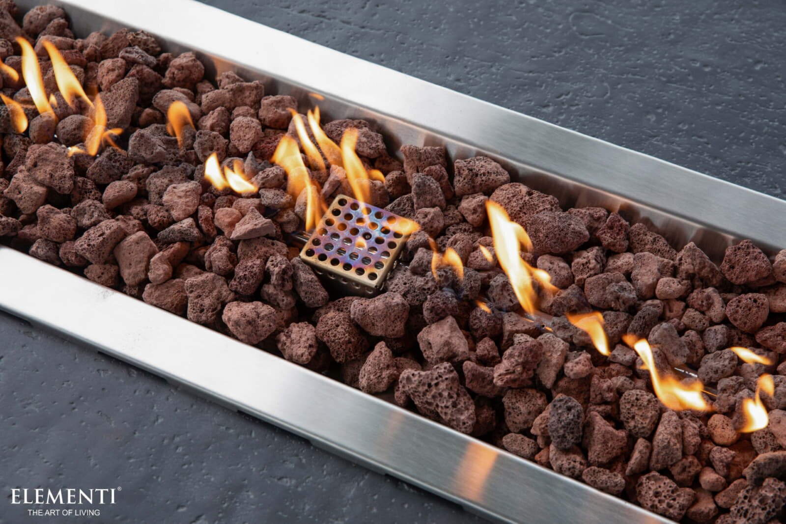 Loungetisch mit Gas Feuerstelle Elementi Hampton, dunkelgrau