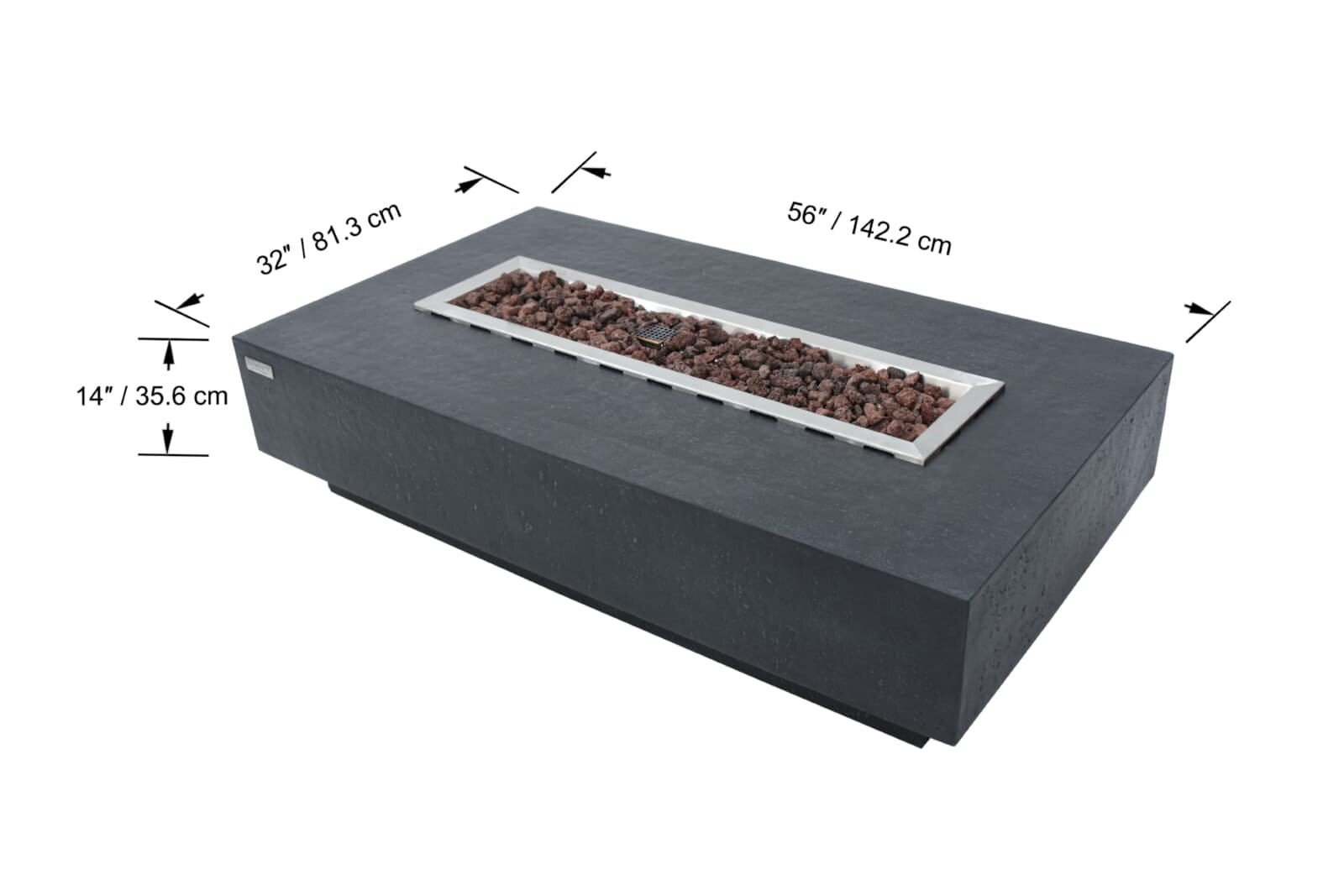 Loungetisch mit Gas Feuerstelle Elementi Hampton, dunkelgrau