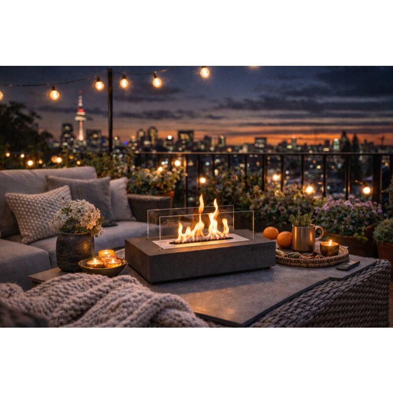 Bio-Ethanol Tischfeuerstelle Modeno Kira, dunkelgrau