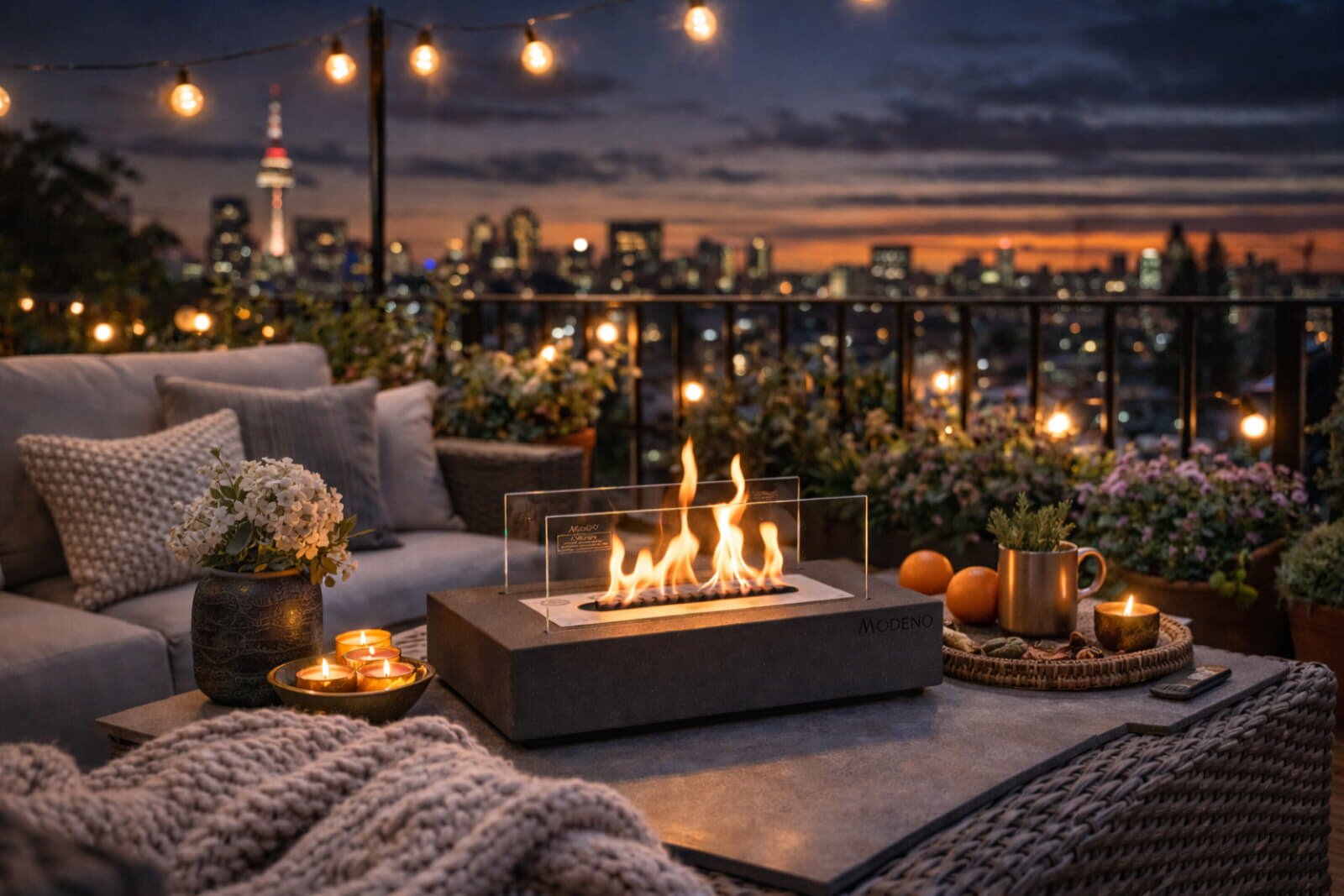 Bio-Ethanol Tischfeuerstelle Modeno Kira, dunkelgrau