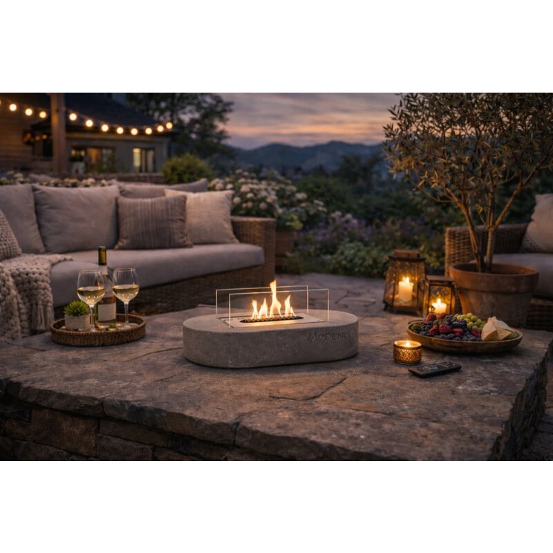 Bio-Ethanol Tischfeuerstelle Modeno Luspa, hellgrau