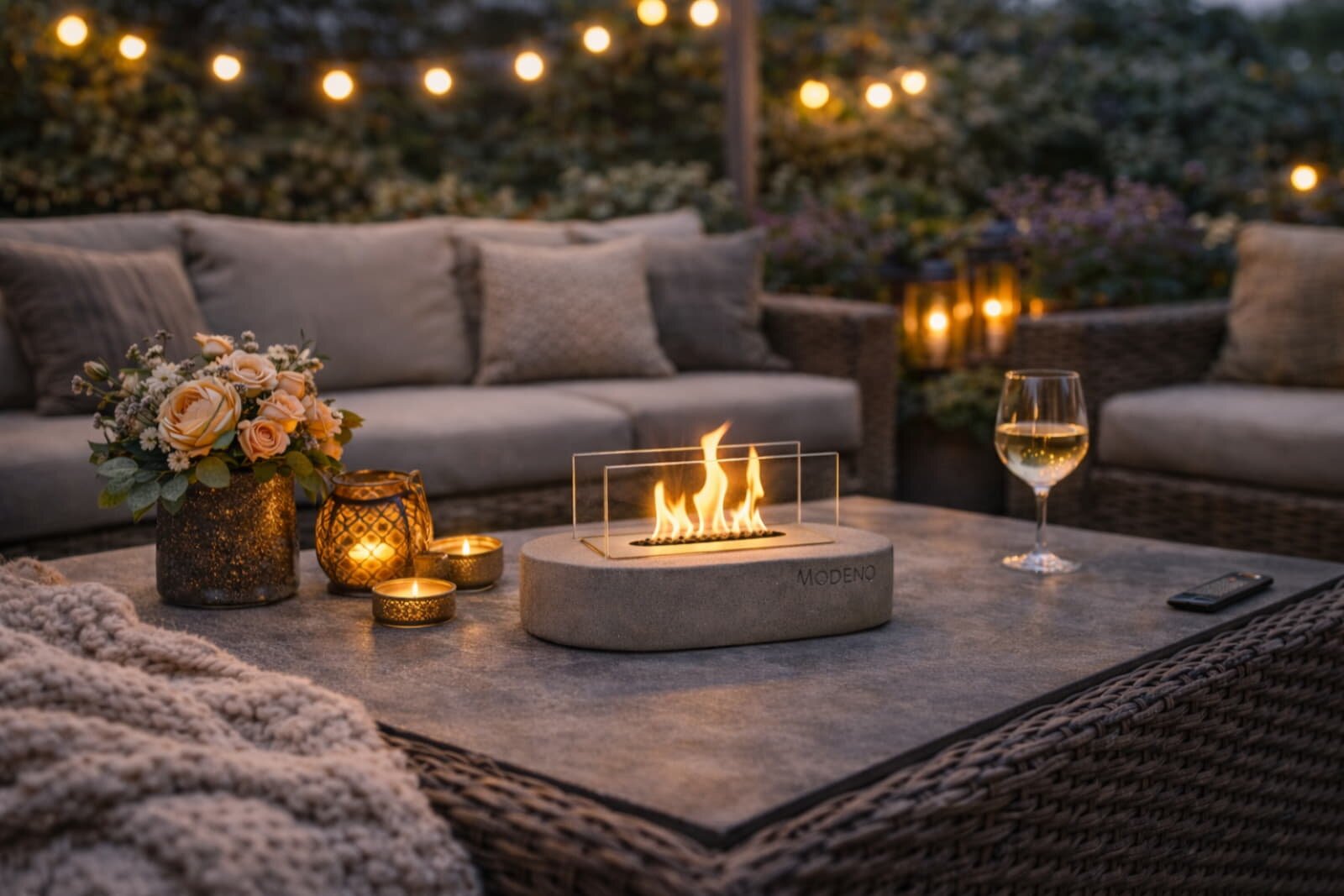 Bio-Ethanol Tischfeuerstelle Modeno Luspa, hellgrau