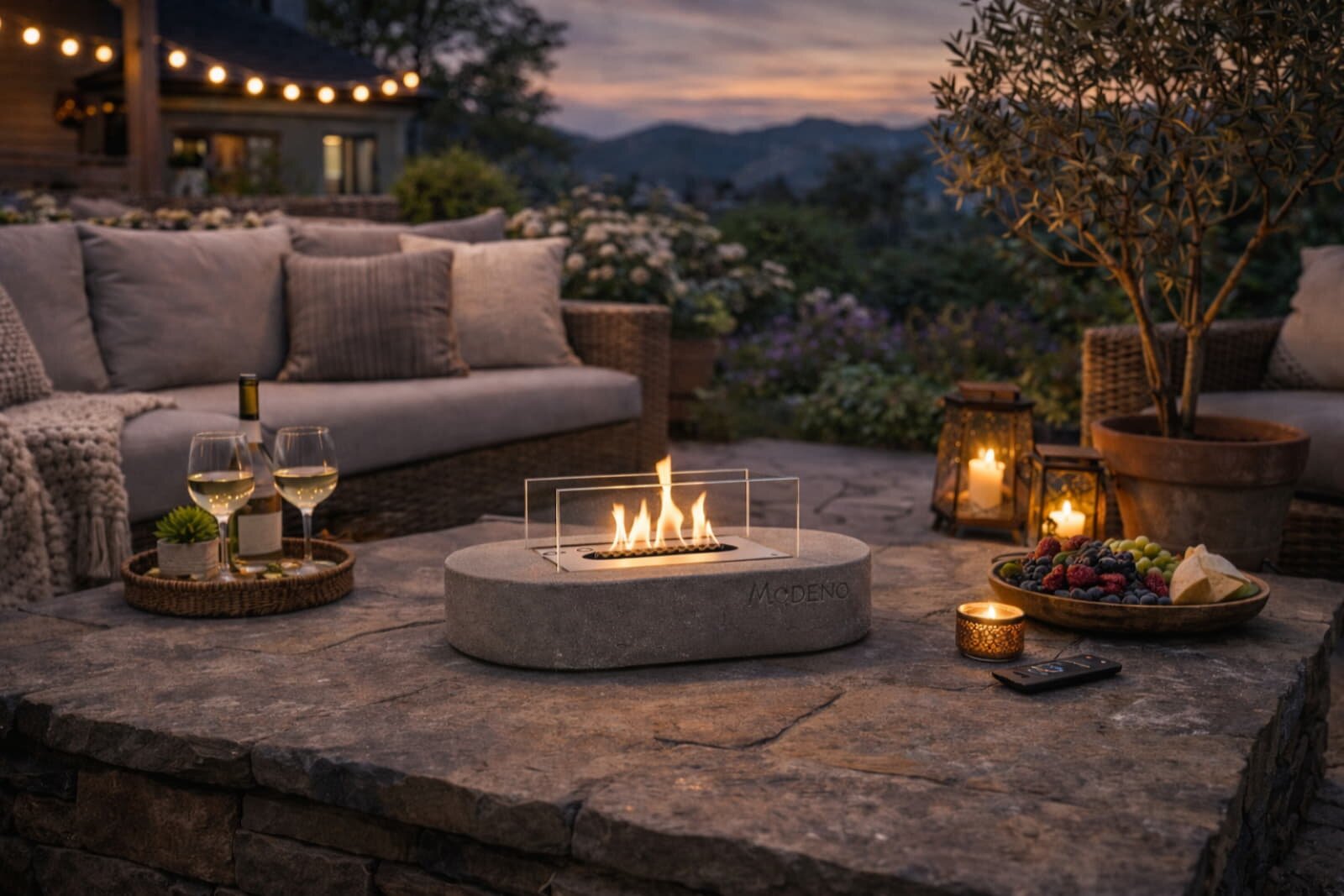 Bio-Ethanol Tischfeuerstelle Modeno Luspa, hellgrau