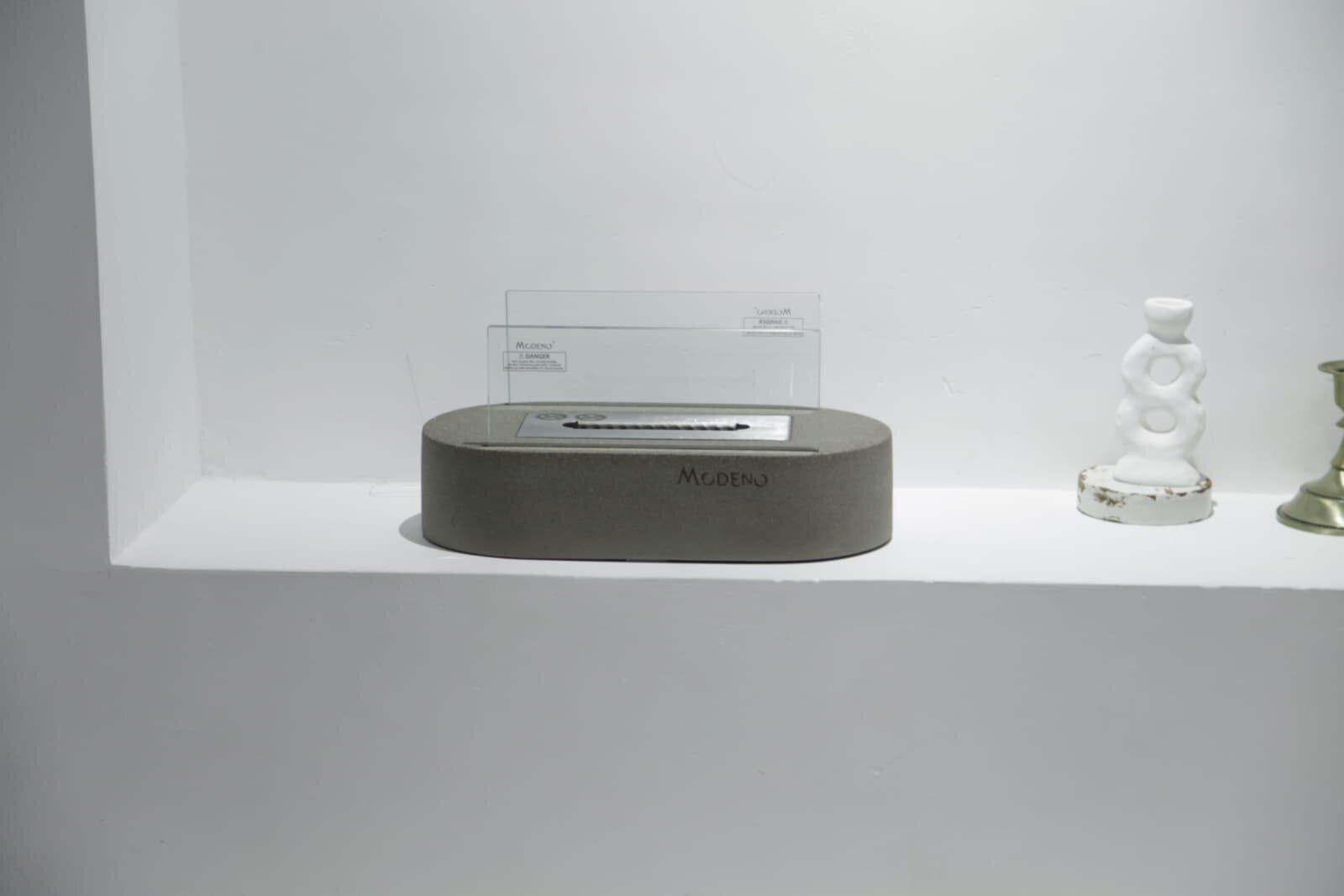 Bio-Ethanol Tischfeuerstelle Modeno Luspa, hellgrau