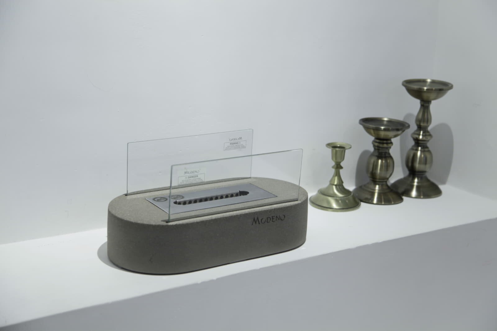 Bio-Ethanol Tischfeuerstelle Modeno Luspa, hellgrau