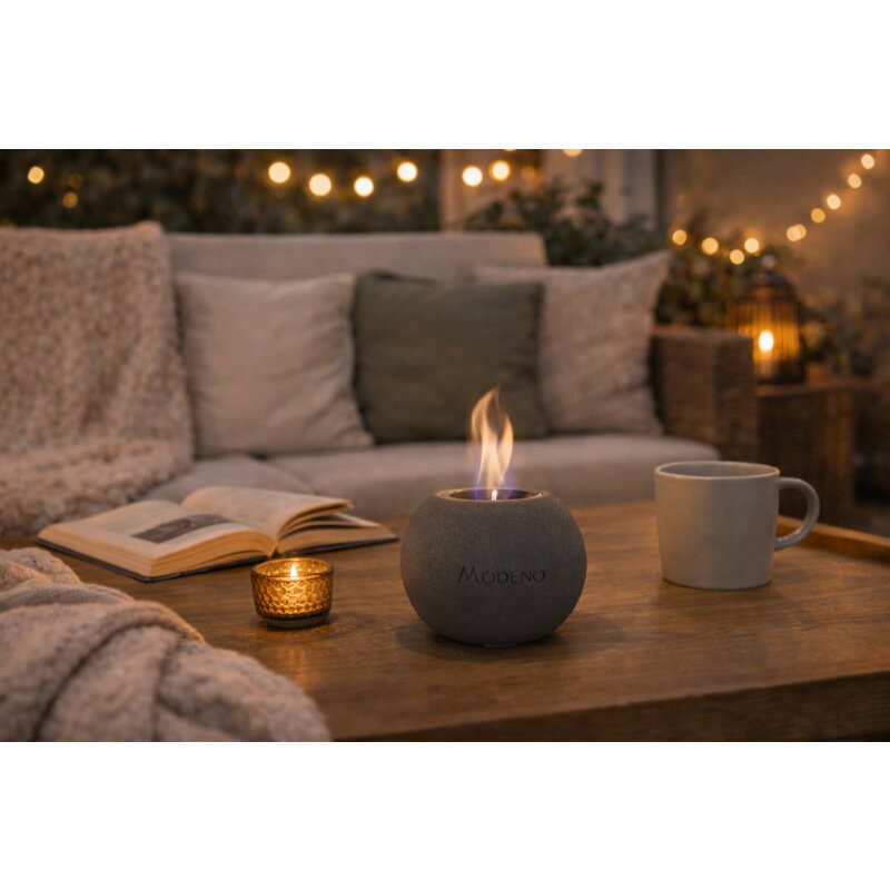 Bio-Ethanol Tischfeuerstelle Modeno Paffu, dunkelgrau