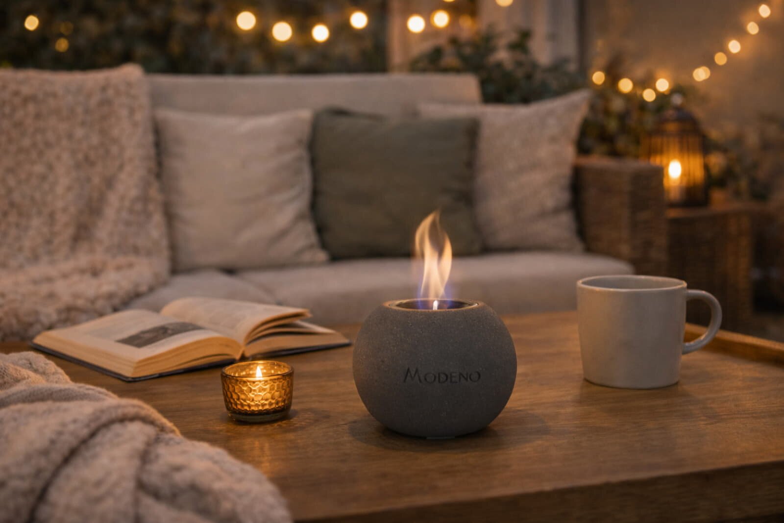 Bio-Ethanol Tischfeuerstelle Modeno Paffu, dunkelgrau