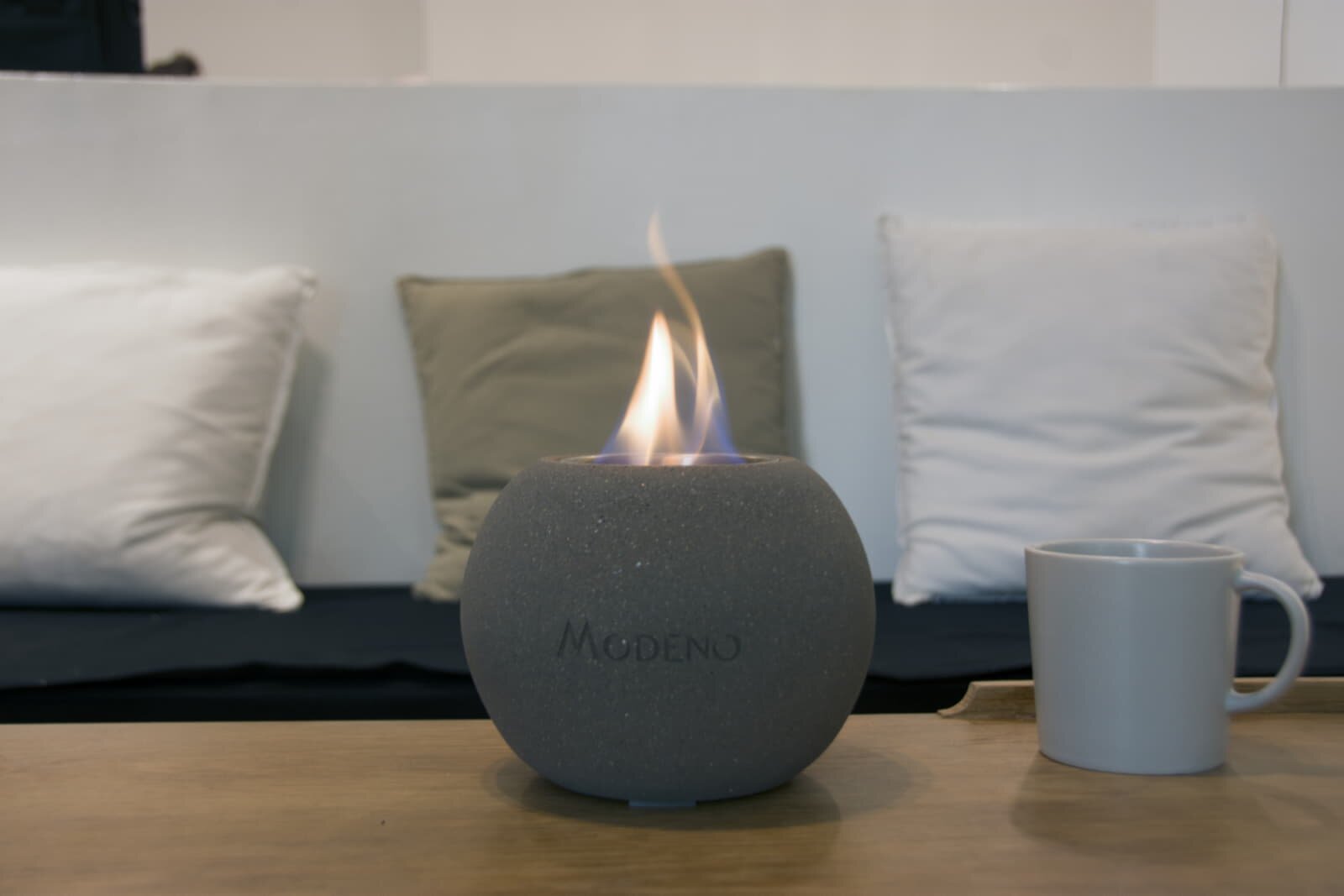 Bio-Ethanol Tischfeuerstelle Modeno Paffu, dunkelgrau