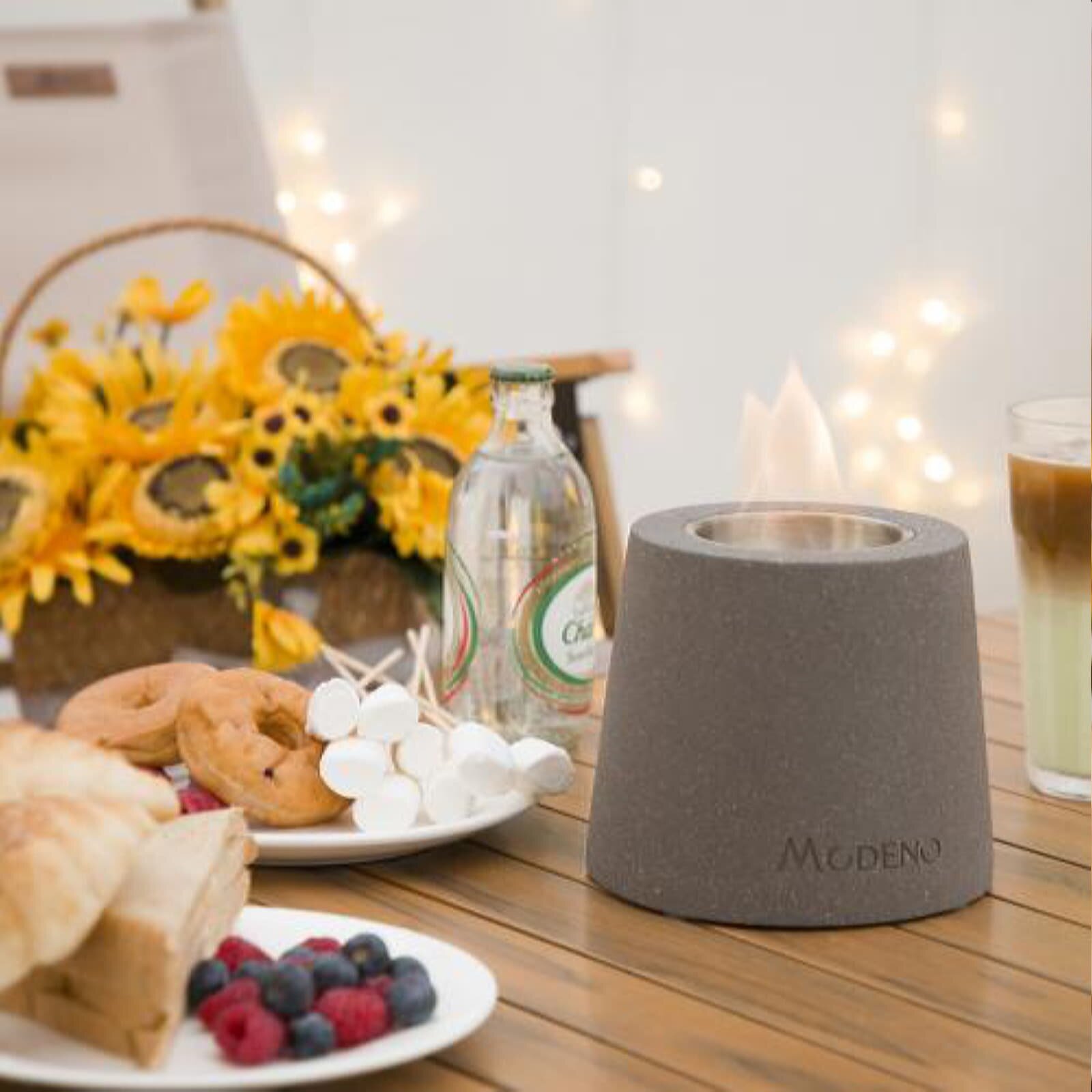 Bio-Ethanol Tischfeuerstelle Modeno Entta, hellgrau