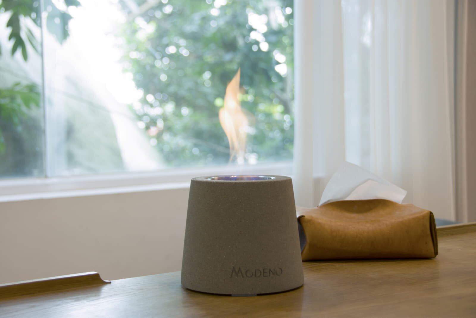 Bio-Ethanol Tischfeuerstelle Modeno Entta, hellgrau