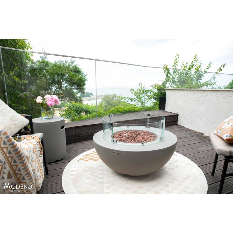 Gas- Feuerstelle Modeno Roca aus Faserbeton, grau