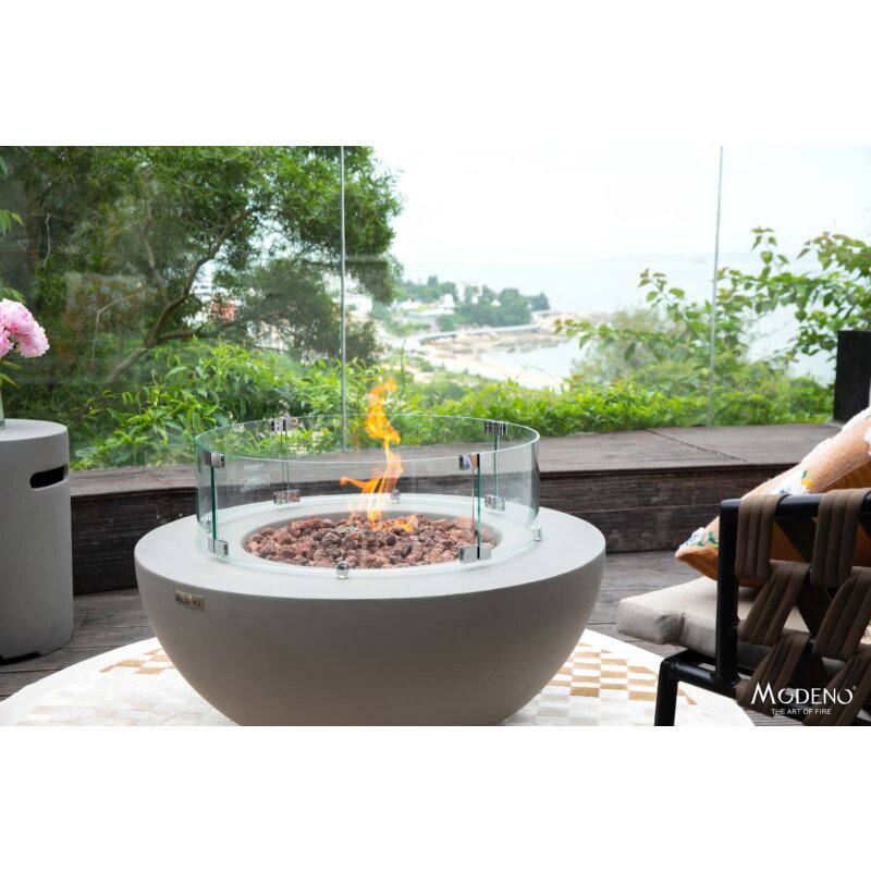 Gas- Feuerstelle Modeno Roca aus Faserbeton, grau