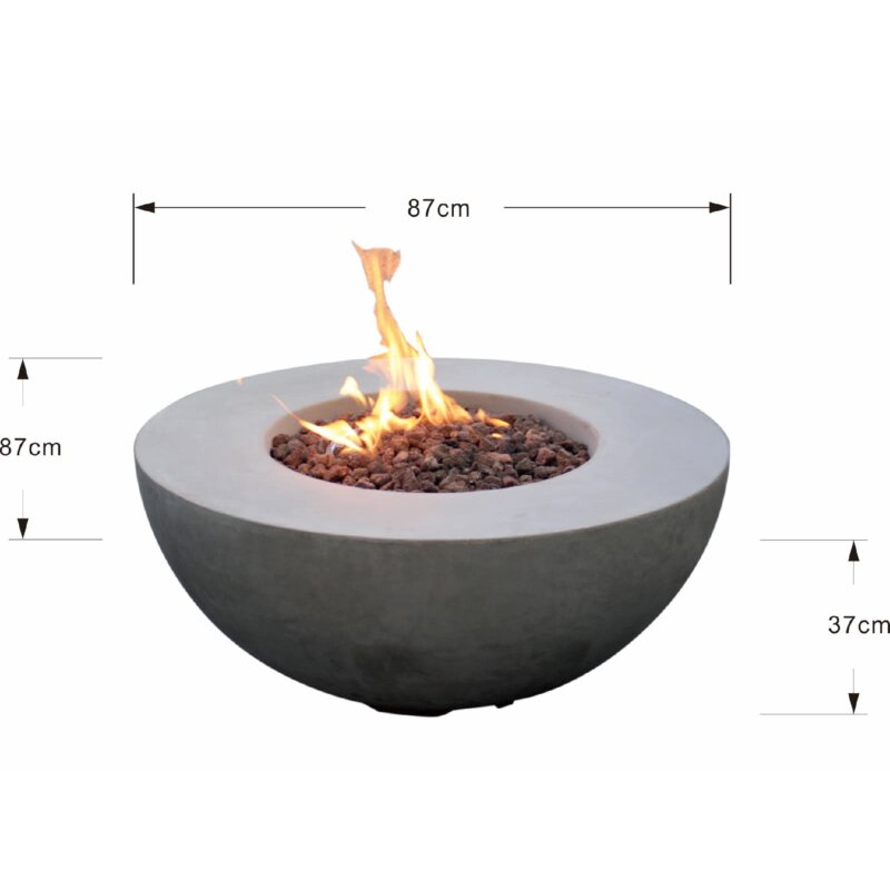 Gas- Feuerstelle Modeno Roca aus Faserbeton, grau
