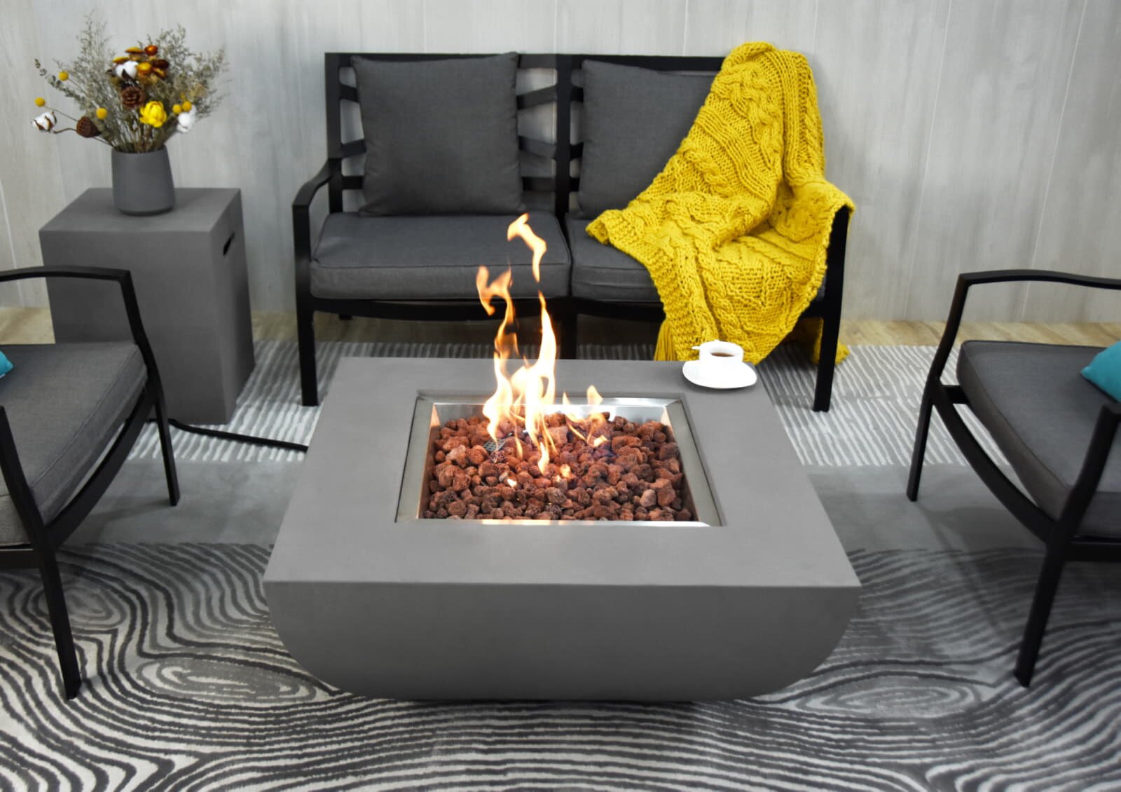 Gas- Feuerstelle Modeno Westport aus Faserbeton, grau