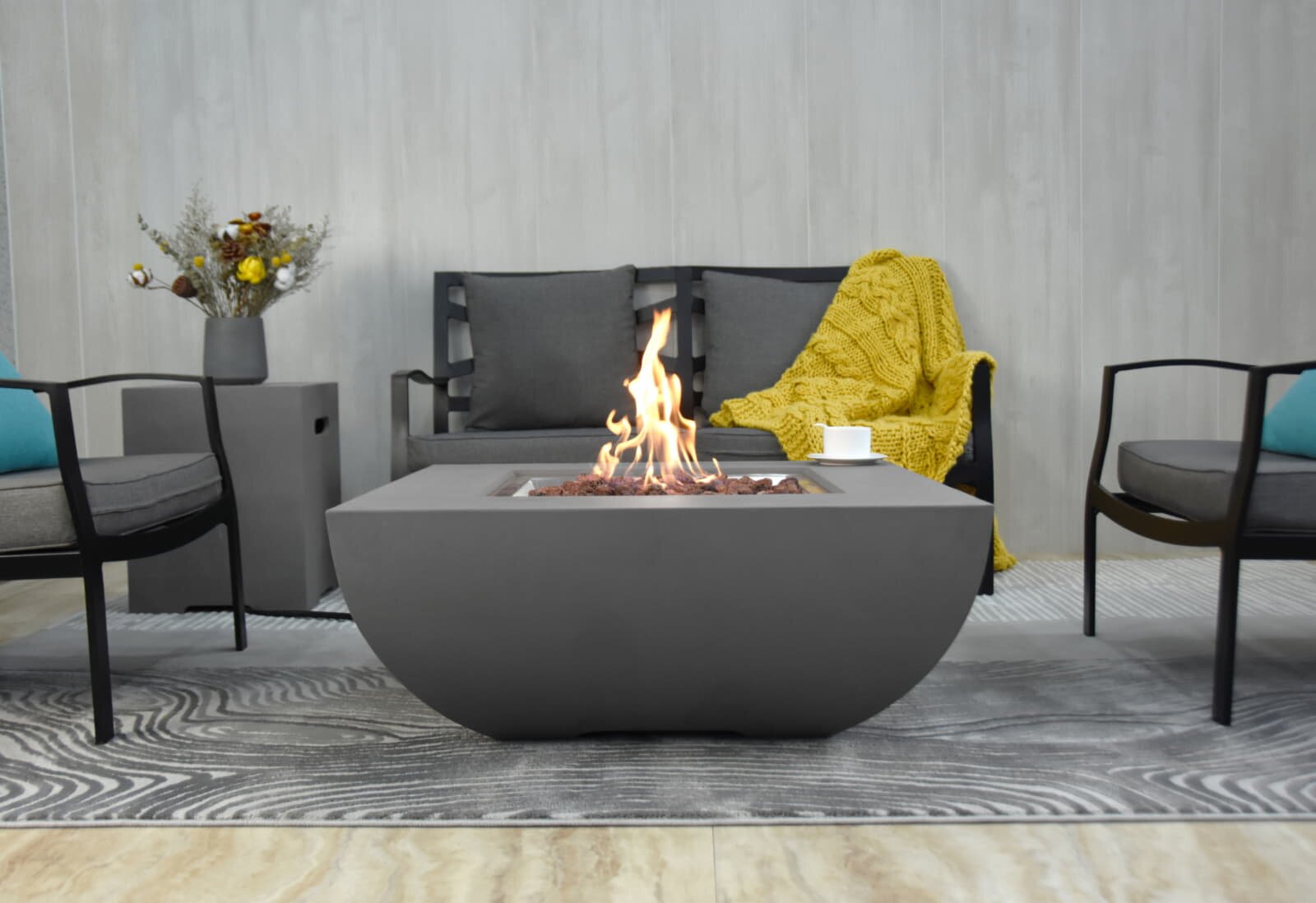 Gas- Feuerstelle Modeno Westport aus Faserbeton, grau