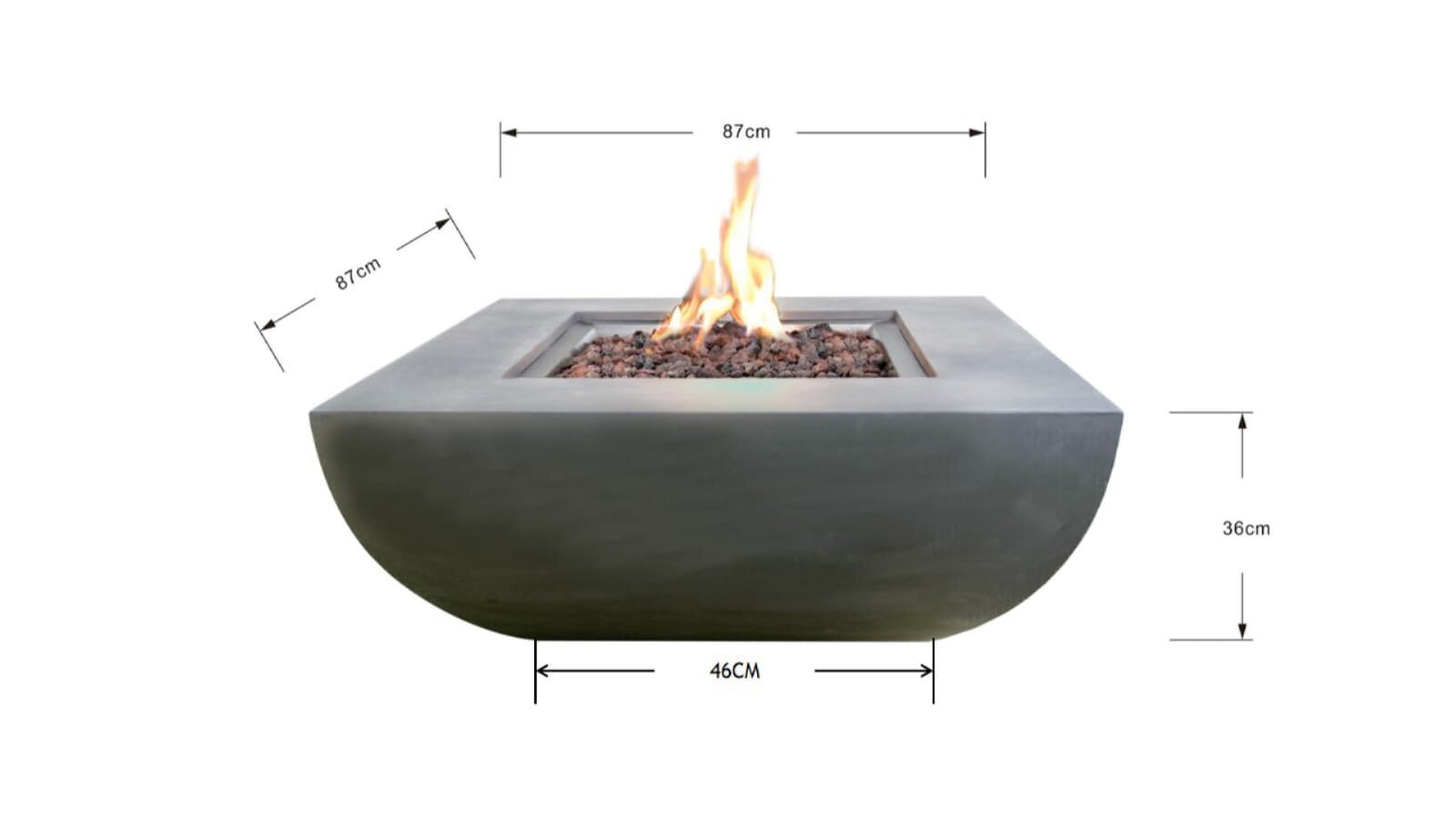 Gas- Feuerstelle Modeno Westport aus Faserbeton, grau