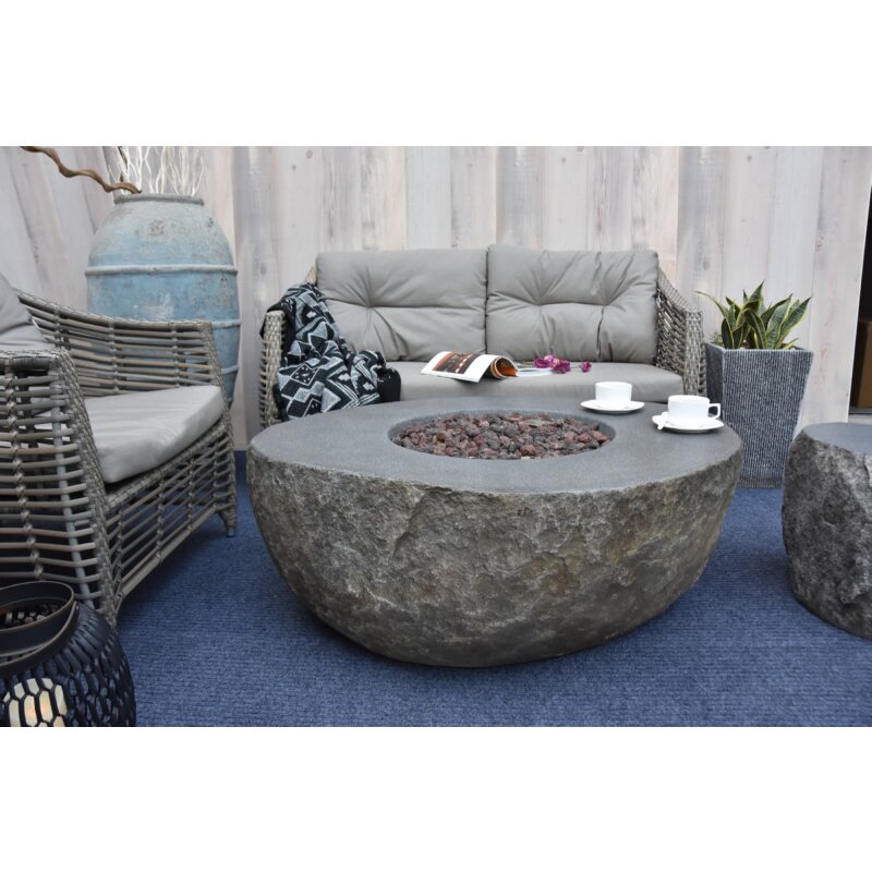 Loungetisch mit Gas Feuerstelle Elementi Boulder in Natursteinoptik