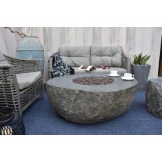 Loungetisch mit Gas Feuerstelle Elementi Boulder in Natursteinoptik