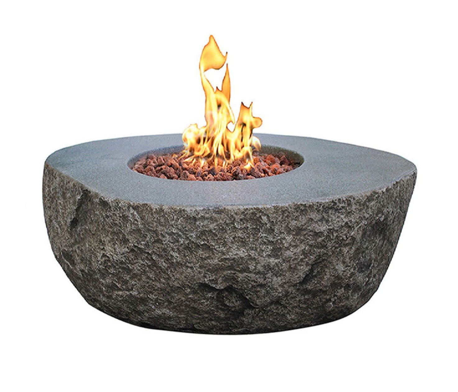 Loungetisch mit Gas Feuerstelle Elementi Boulder in Natursteinoptik