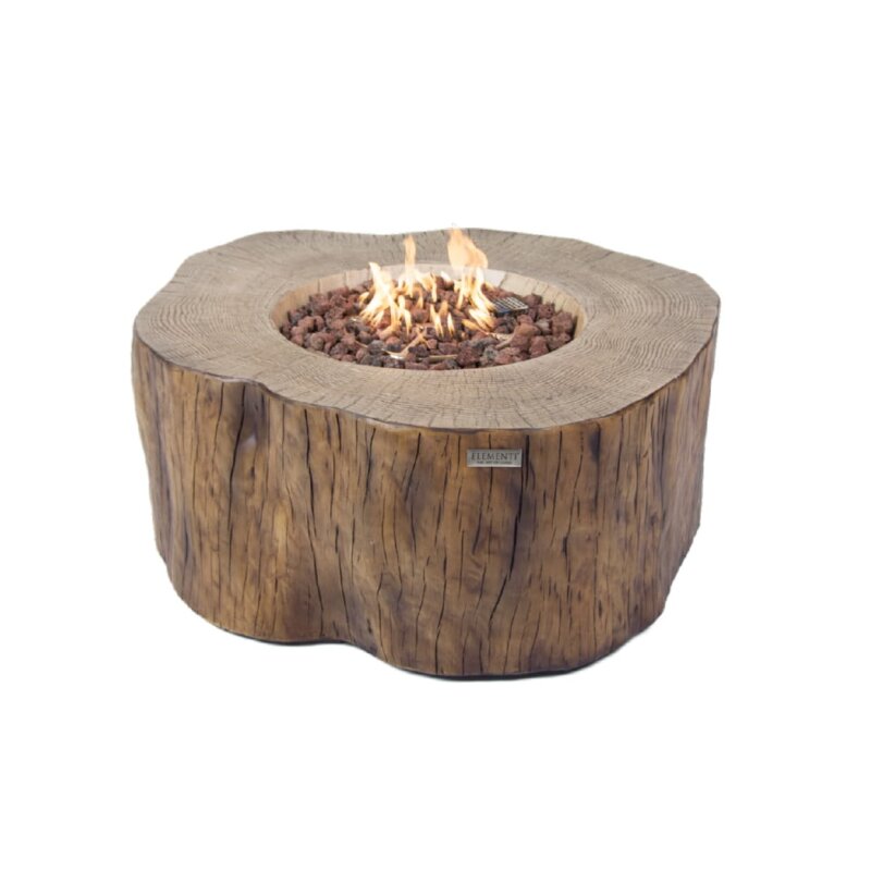 Loungetisch mit Gas Feuerstelle Elementi Manchester in Rotholz- Optik