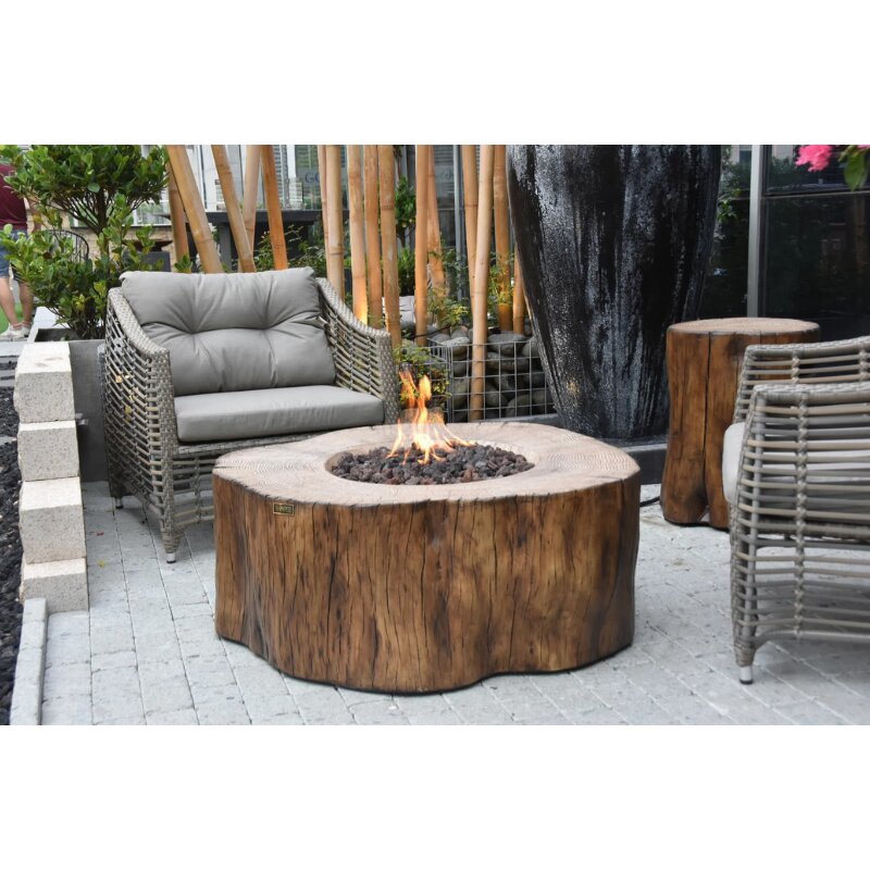 Loungetisch mit Gas Feuerstelle Elementi Manchester in Rotholz- Optik