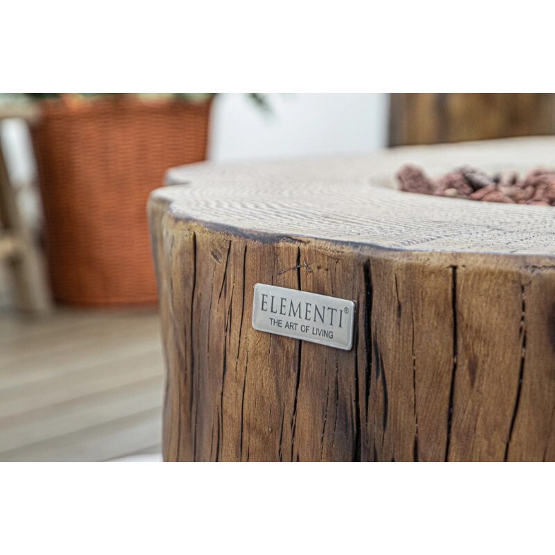 Loungetisch mit Gas Feuerstelle Elementi Manchester in Rotholz- Optik