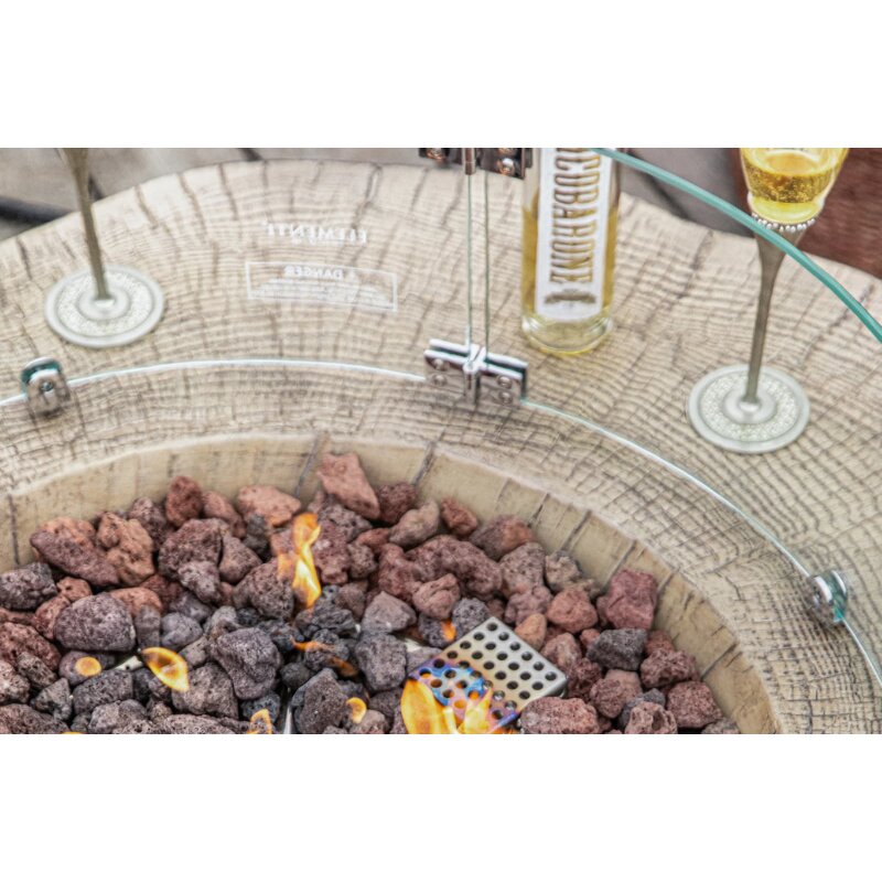 Loungetisch mit Gas Feuerstelle Elementi Manchester in Rotholz- Optik